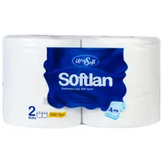 دستمال توالت سافتلن چهار لایه 10.5*12.5 سانتی متری بسته دو عددی